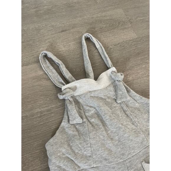 Bucketlist Gray French Terry Romper Large Tie Strap Overalls Casual - Picture 3 of 7